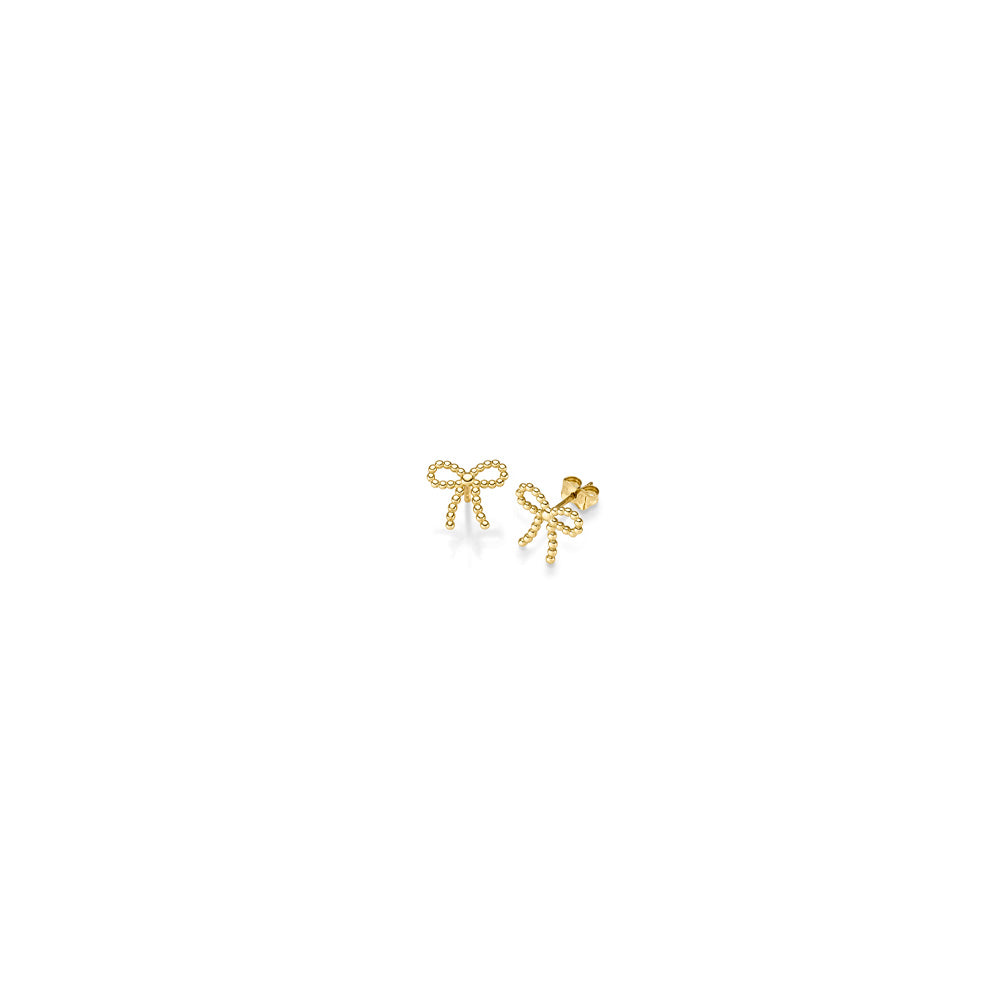 Ohrstecker Schleife Kügelchen – 585 Gelbgold