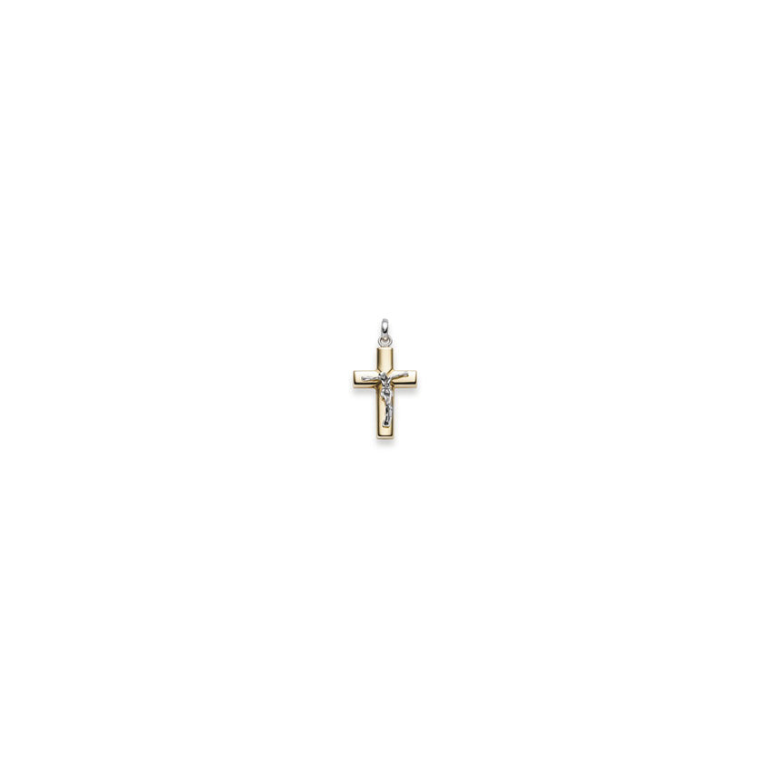 Anhänger Kreuz mit Korpus – 585 Gelb- und Weißgold
