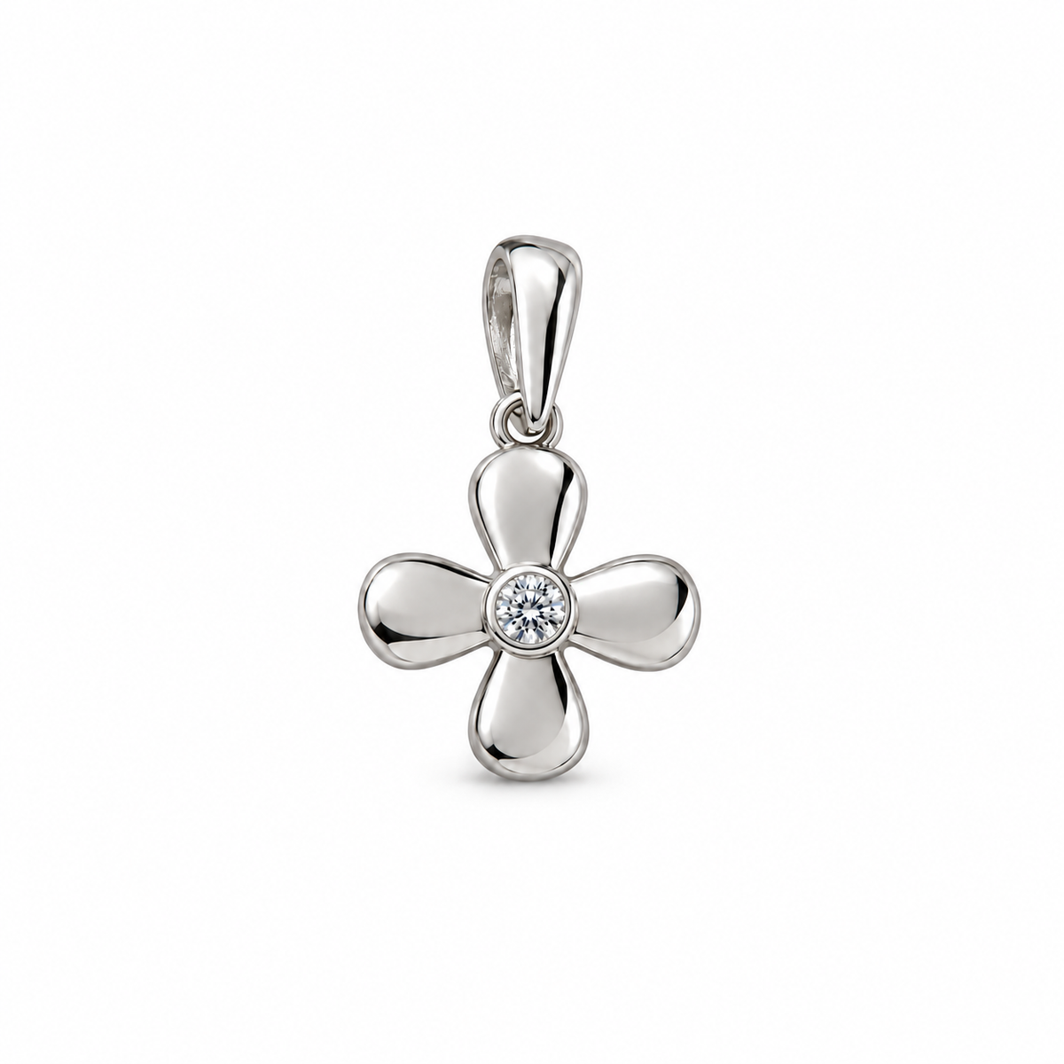 Fiore Bianco – Anhänger aus Weißgold 585 mit einem Zirkonia, ohne Kette