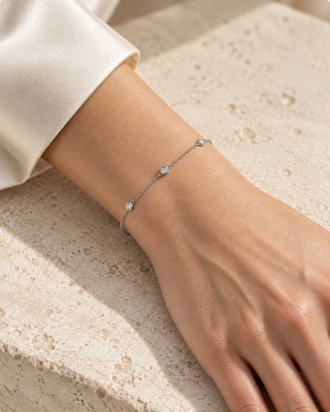 Solitaire – Diamantarmband aus Weißgold