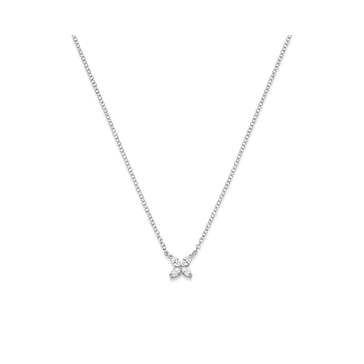 Fleur de Navette – Diamant-Halskette aus Weißgold