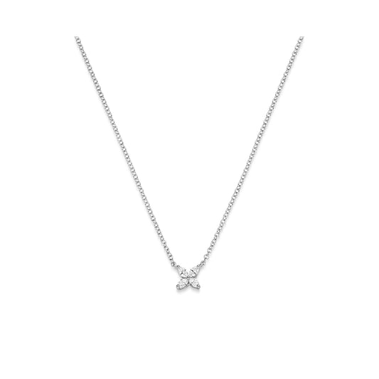 Fleur de Navette – Diamant-Halskette aus Weißgold