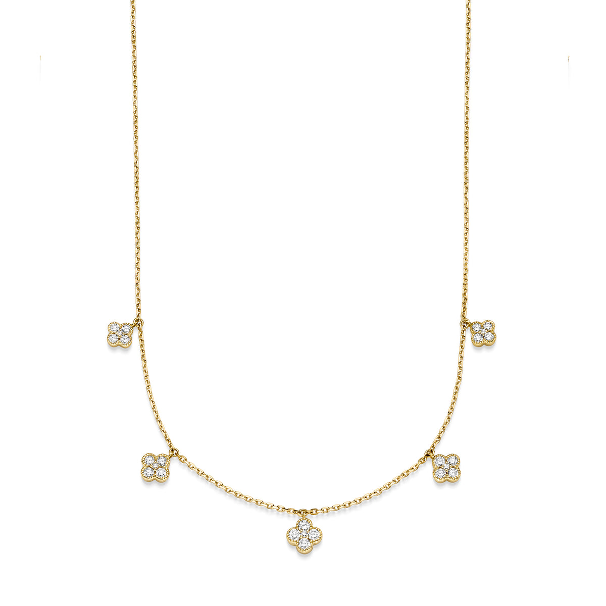 Trèfle Lumière Doré – Diamant-Halskette aus Gelbgold