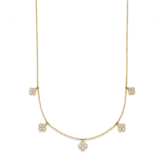 Trèfle Lumière Doré – Diamant-Halskette aus Gelbgold