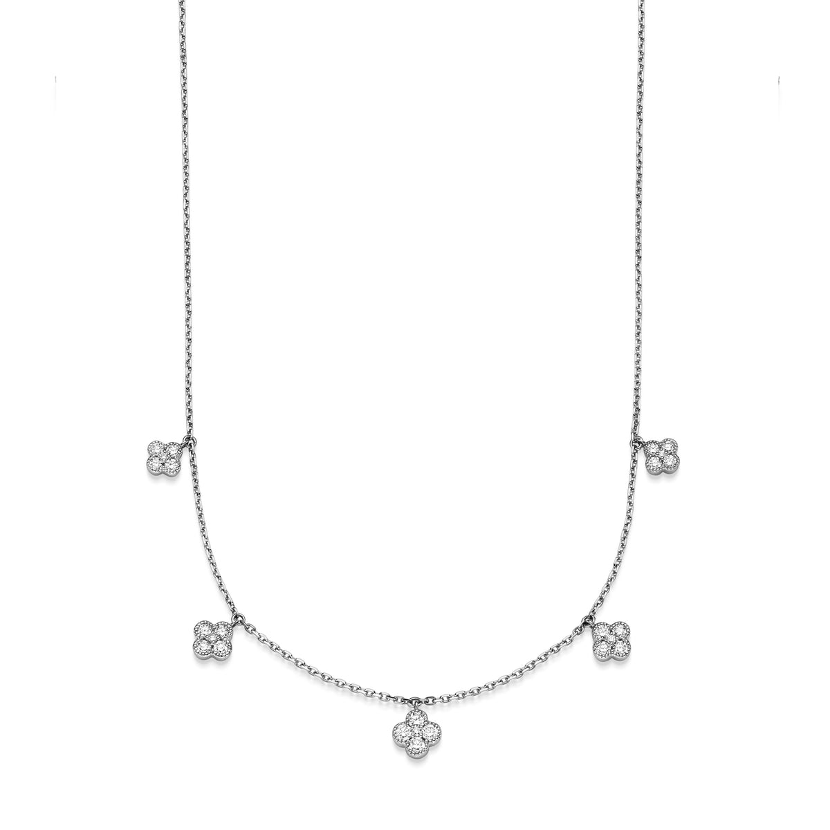 Trèfle Lumière Blanc – Diamant-Halskette aus Weißgold