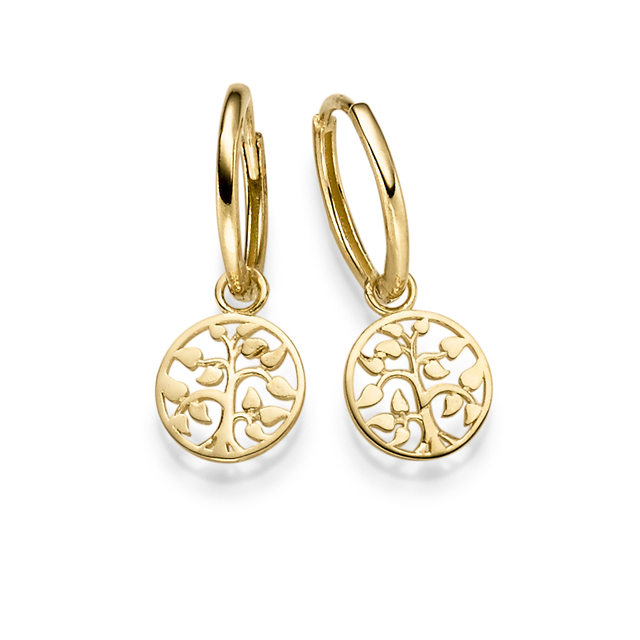 Arbre de Vie – Creolen mit Lebensbaum aus Gelbgold