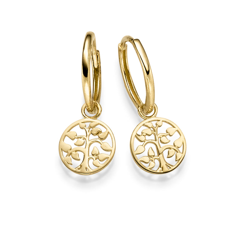 Creolen mit Lebensbaum – 585 Gelbgold
