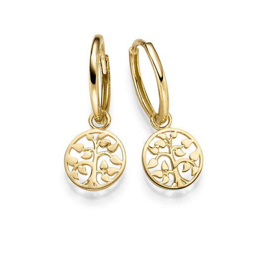 Creolen mit Lebensbaum – 585 Gelbgold