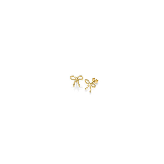 Ohrstecker Schleife Kügelchen – 585 Gelbgold