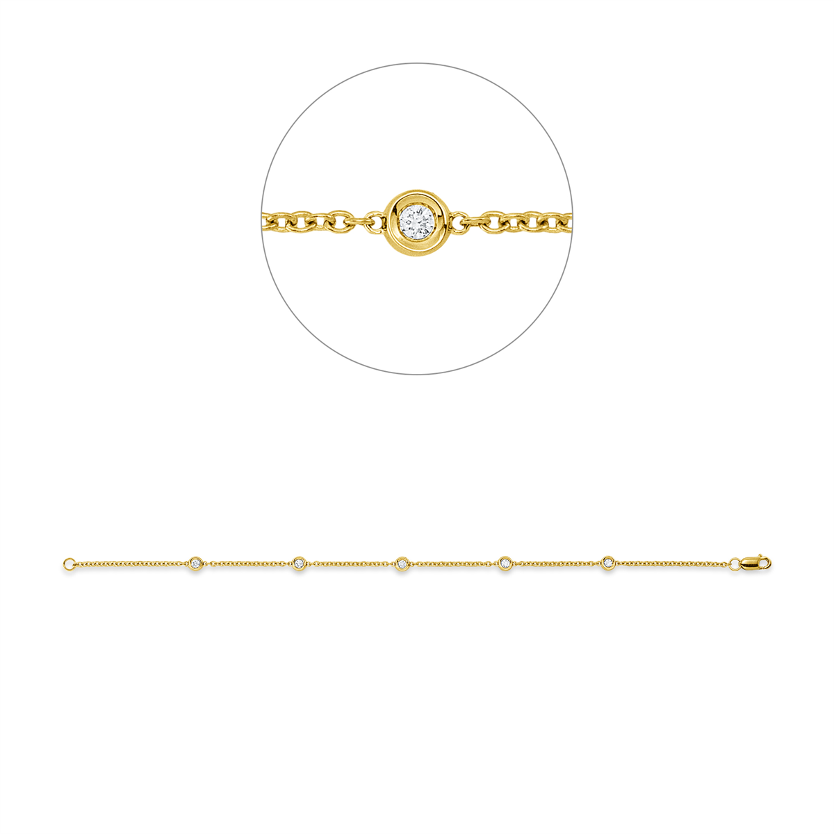 Diamantarmband – 750 Gelbgold · 0,16 ct