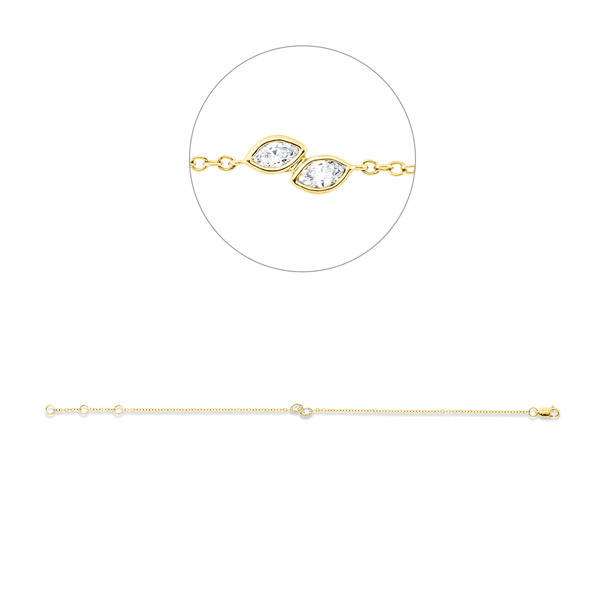 Diamantarmband – 750 Gelbgold · 0,16 ct