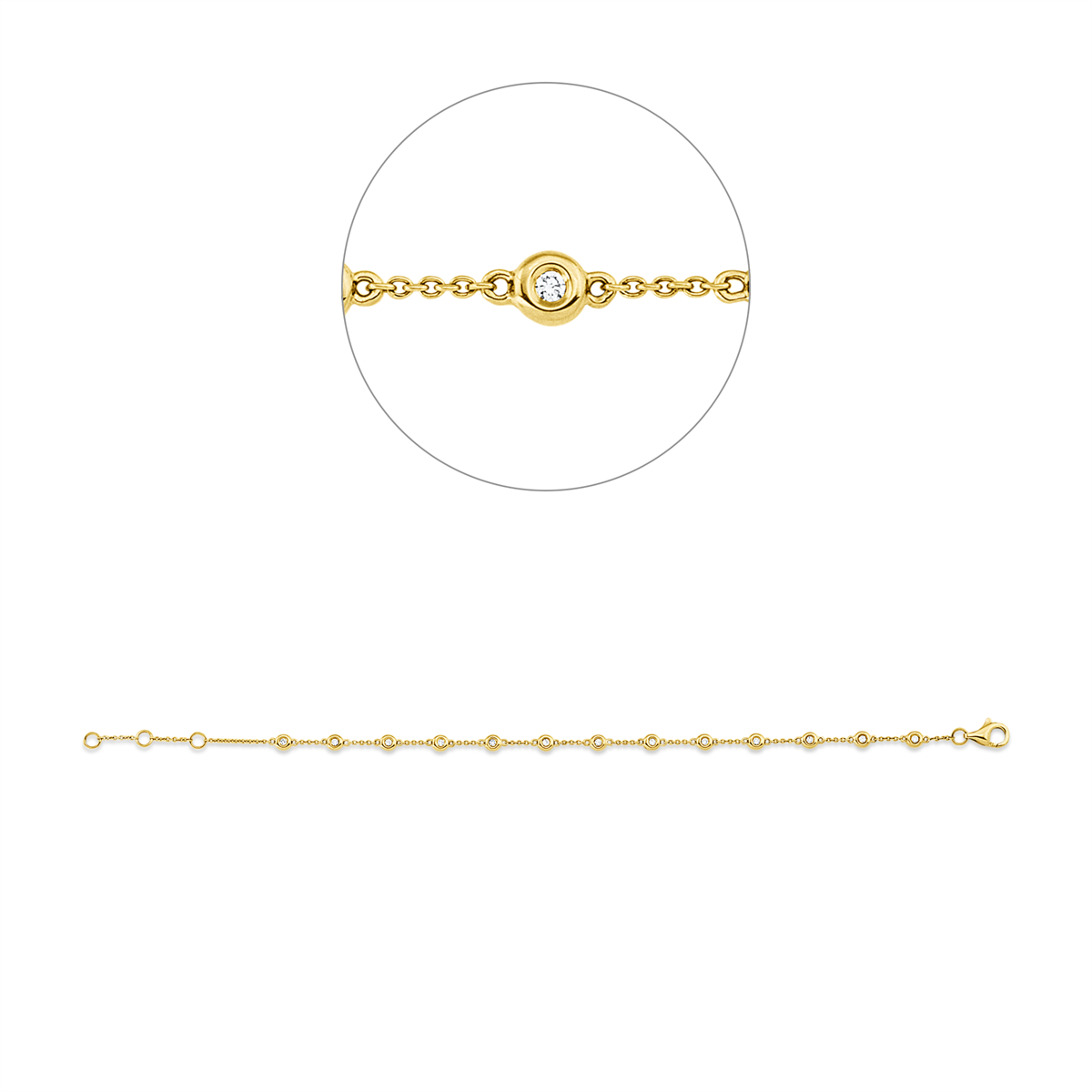Diamantarmband – 750 Gelbgold · 0,20 ct