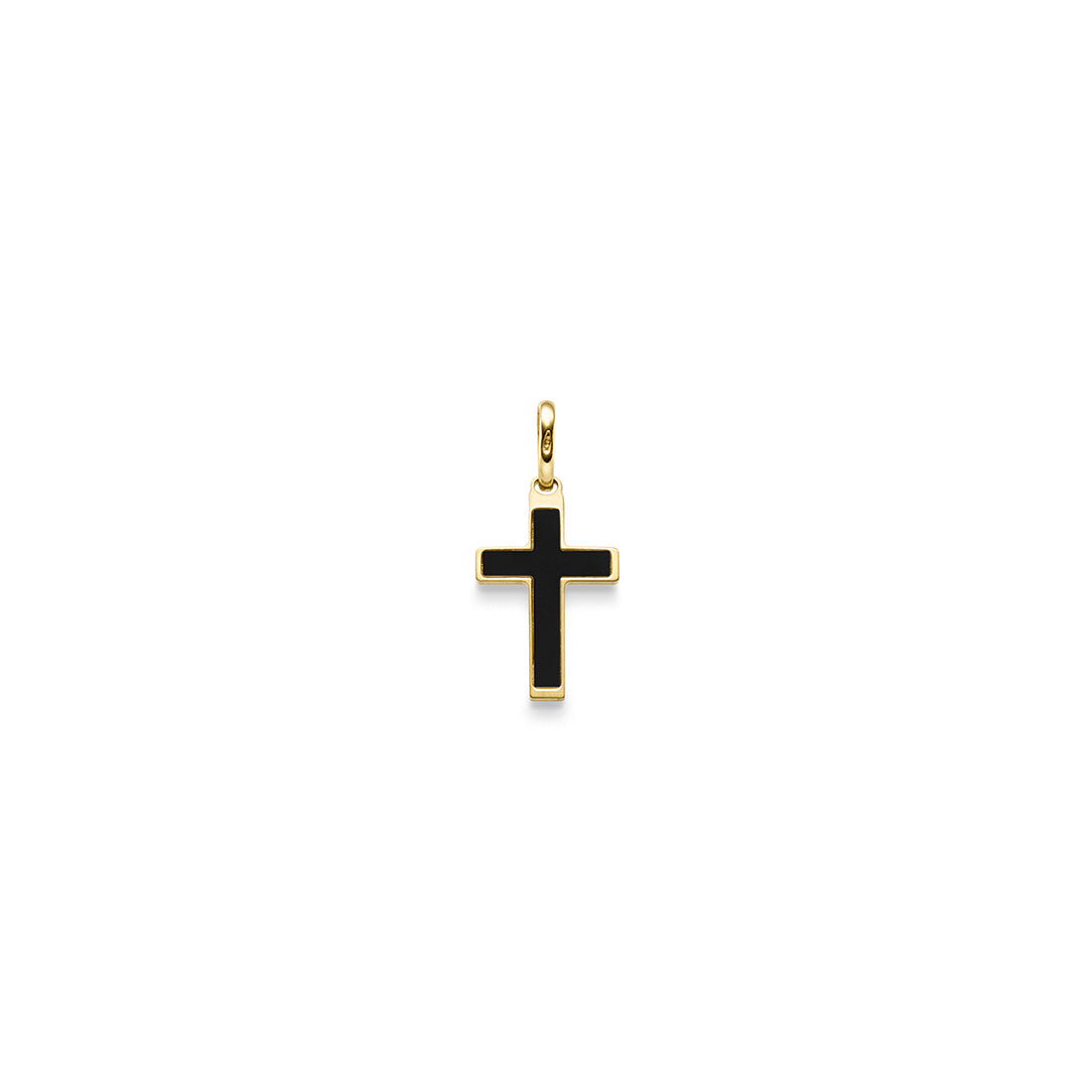 Anhänger Kreuz Onyx – 585 Gelbgold · 24,5 mm