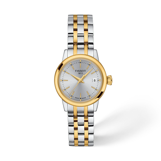 Vorderansicht der Uhr Tissot Classic Dream 28mm mit Schatten · T129.210.22.031.00