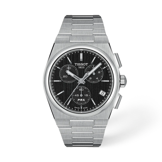 Vorderansicht der Uhr Tissot PRX 41mm mit Schatten · T137.417.11.051.00