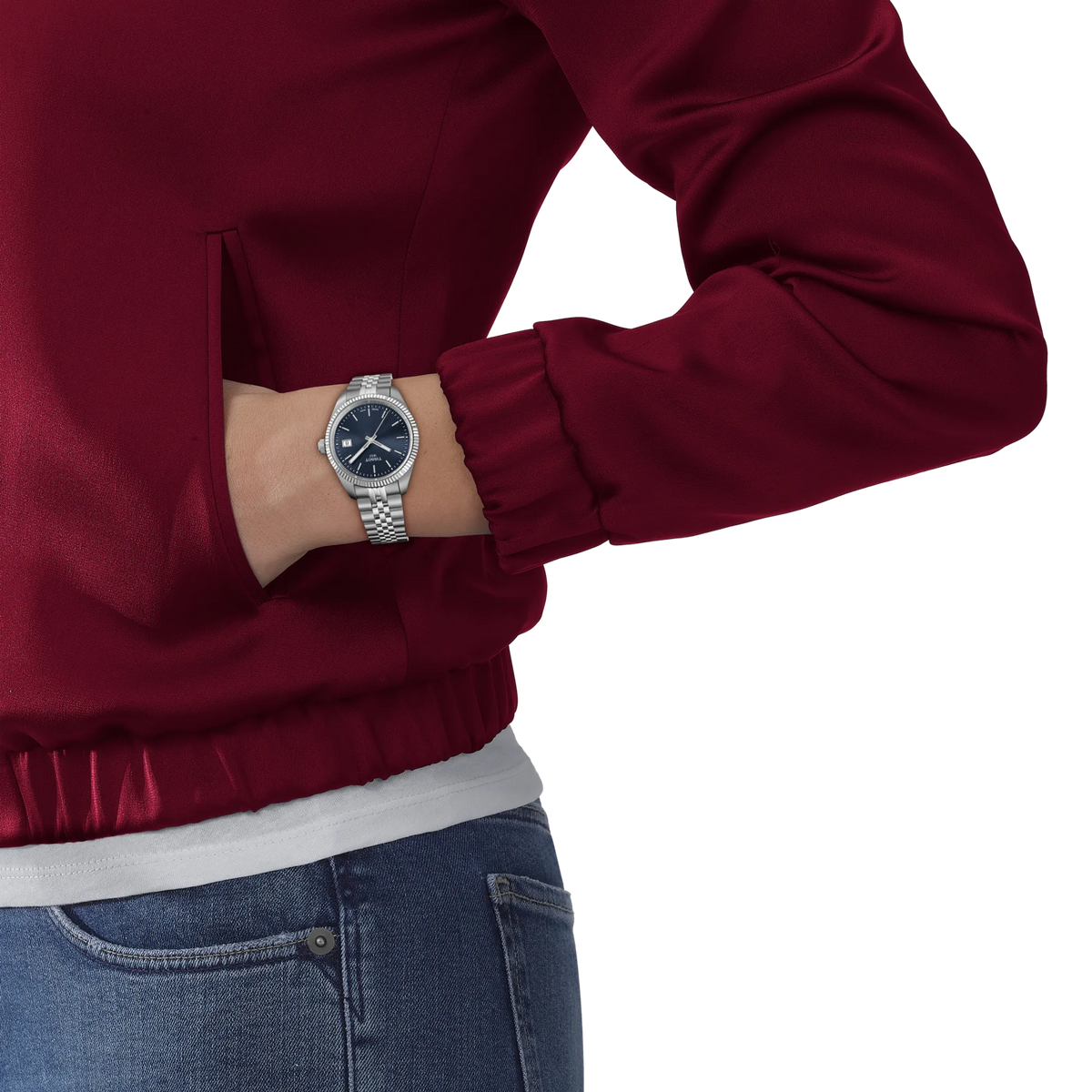 Darstellung der Uhr Tissot Ballade 34mm am Handgelenk · T156.210.11.041.00