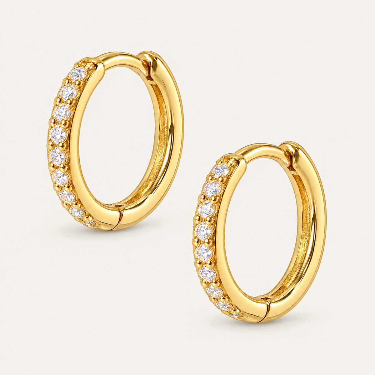 Scintilla – Produktaufnahme, Zirkonia-Creolen, 585 Gelbgold, 13 mm