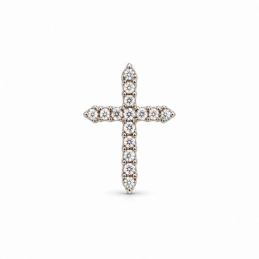 Croce Petite – kleiner Diamant-Kreuzanhänger aus Weißgold 585, ohne Kette