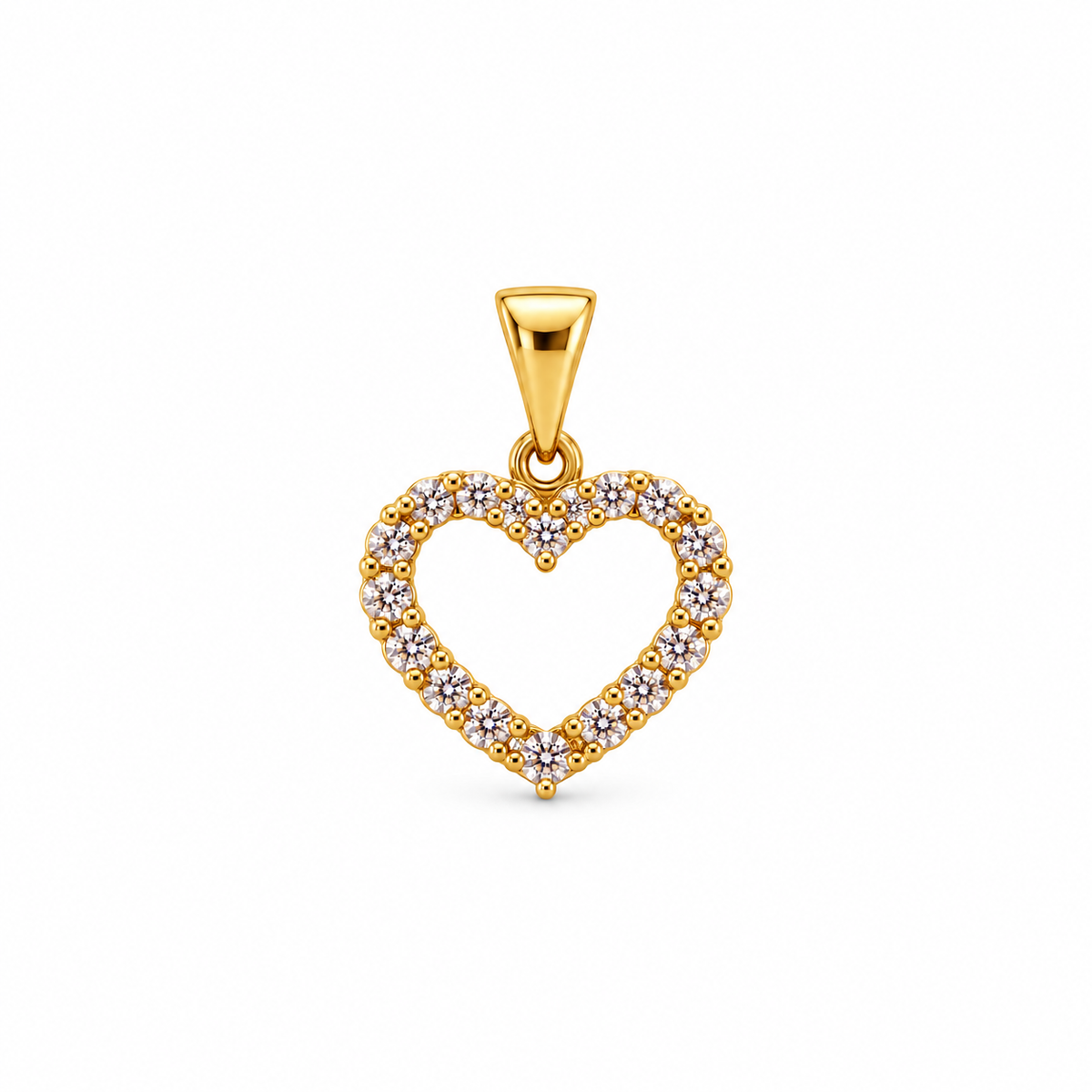 Cuore Luce – offener Herzanhänger aus Gelbgold 585 mit Zirkonia, ohne Kette