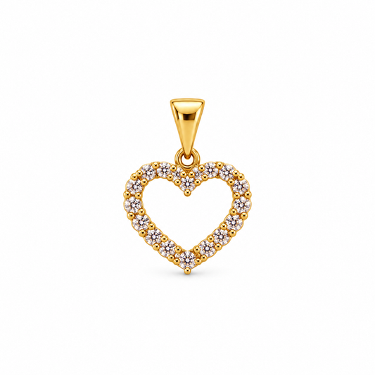Cuore Luce – offener Herzanhänger aus Gelbgold 585 mit Zirkonia, ohne Kette
