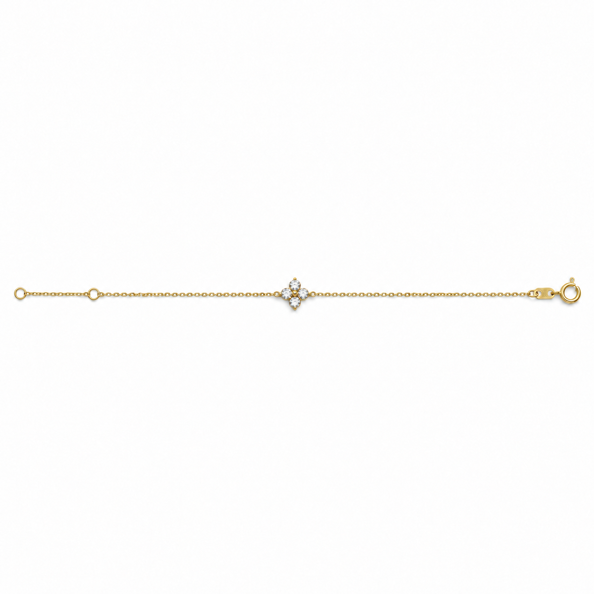 Fiore Scintilla – Blumenarmband aus Gelbgold mit Zirkonia, Produktansicht anhand des Originalfotos