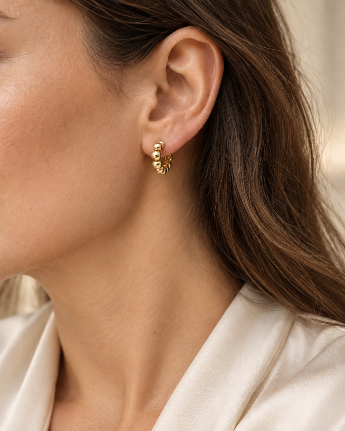 Sfera Scala Oro – Creolen aus Gelbgold – Trageansicht 16 mm